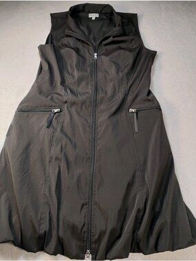 Linea Domani Bubble Hem Shirt Dress Lined Sleeveless Pockets‎ Stretch 14 Black